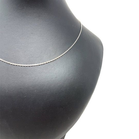 18ct White Gold Fine Cable Link Chain (17")