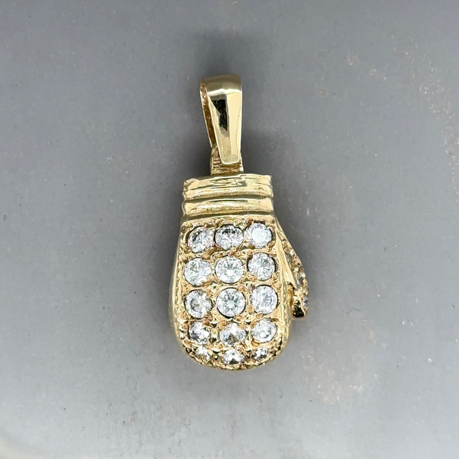 9ct Yellow Gold Cubic Zirconia Boxing Glove Pendant