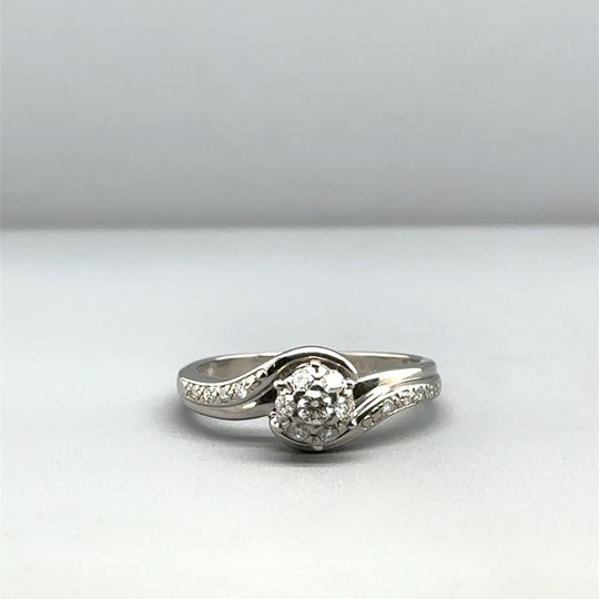 9ct White Gold Diamond Cluster Ring (c. 0.25ct) - Size L 1/2