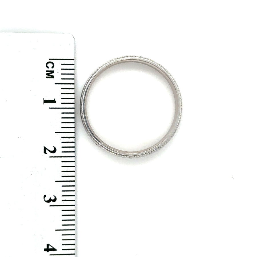 18ct White Gold Band Ring - Size Q