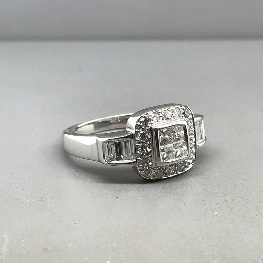 18ct White Gold Diamond Set Ring (c. 1.25ct) - Size S 1/2