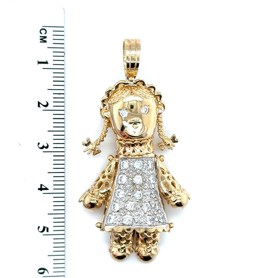 9ct Yellow Gold Cubic Zirconia Dolly Pendant