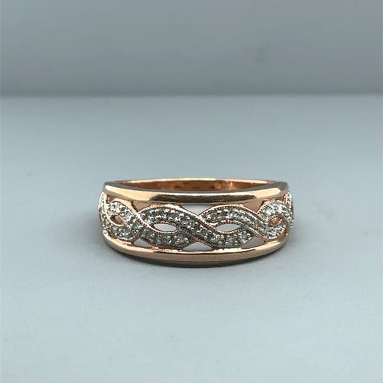 9ct Rose Gold Diamond Set Ring (c. 0.15ct) - Size P