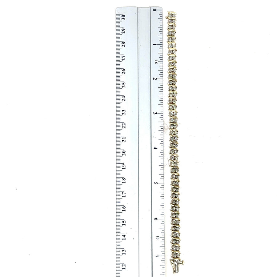9ct Yellow Gold Diamond Set Tennis Bracelet (c. 0.80 - 0.85ct)