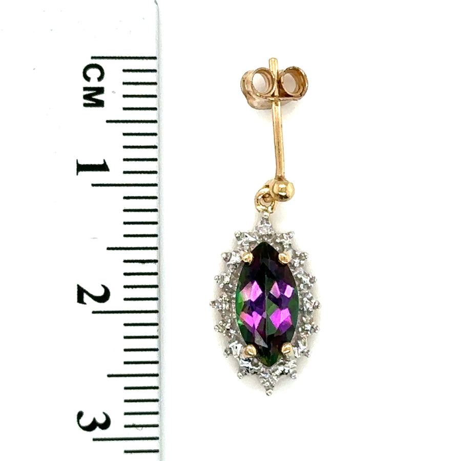 9ct Yellow Gold Diamond and Mystic Topaz Earrings