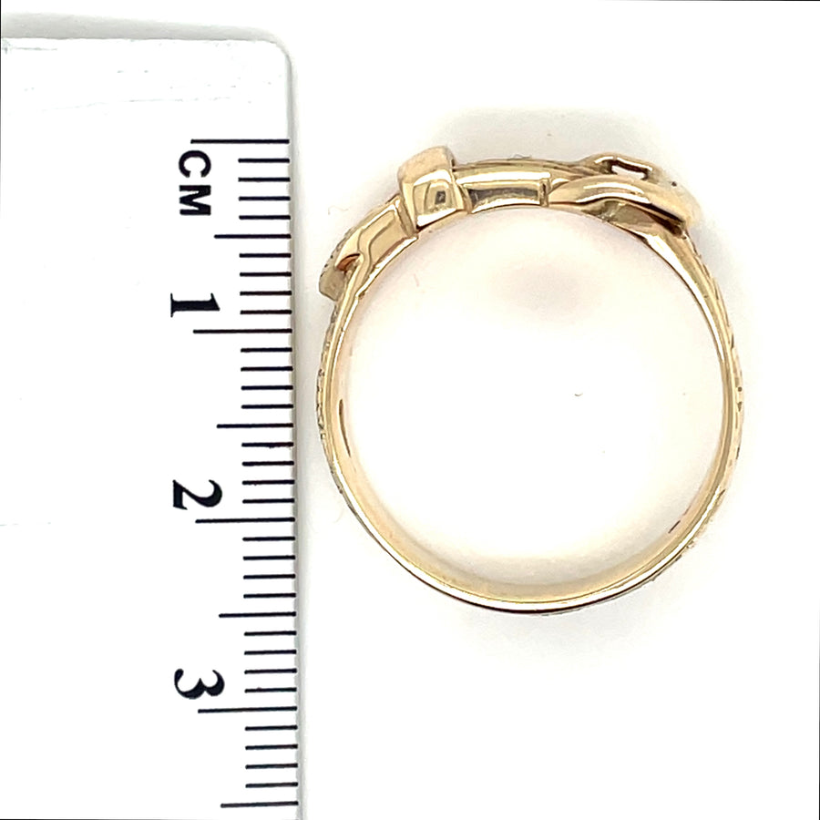 9ct Yellow Gold Buckle Ring - Size T 1/2