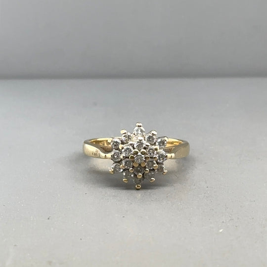 18ct Yellow Gold Diamond Cluster Ring (c. 0.50ct) - Size K