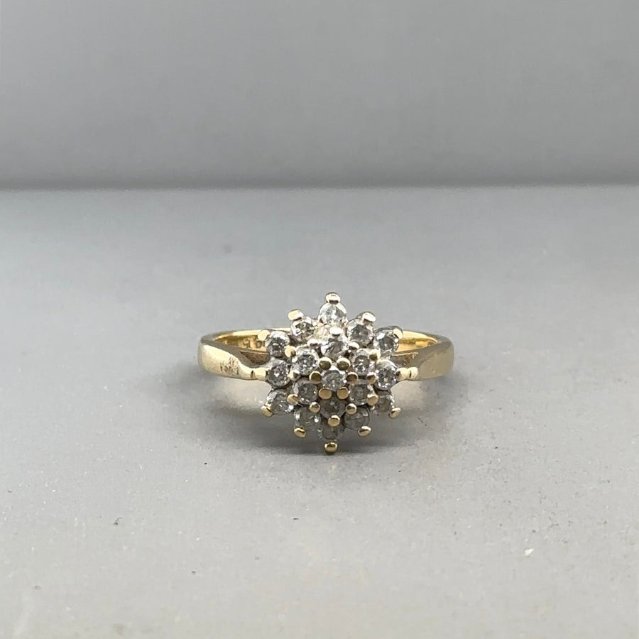 18ct Yellow Gold Diamond Cluster Ring (c. 0.50ct) - Size K