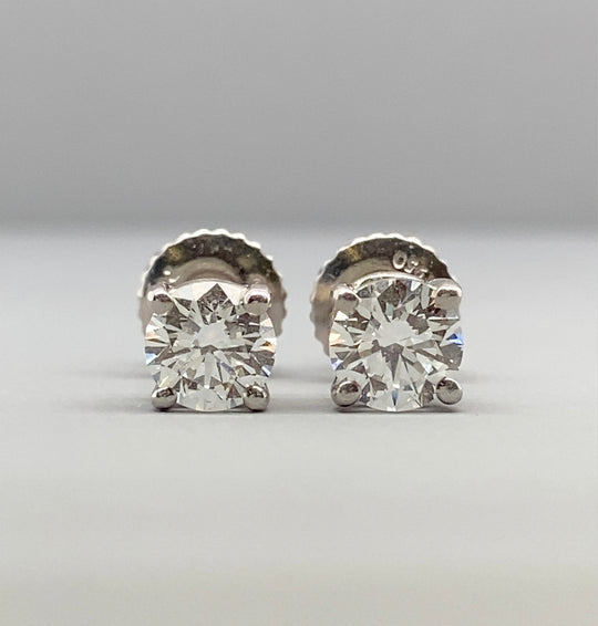 Platinum Tiffany & Co Single Stone Diamond Stud Earrings (c. 0.38ct)