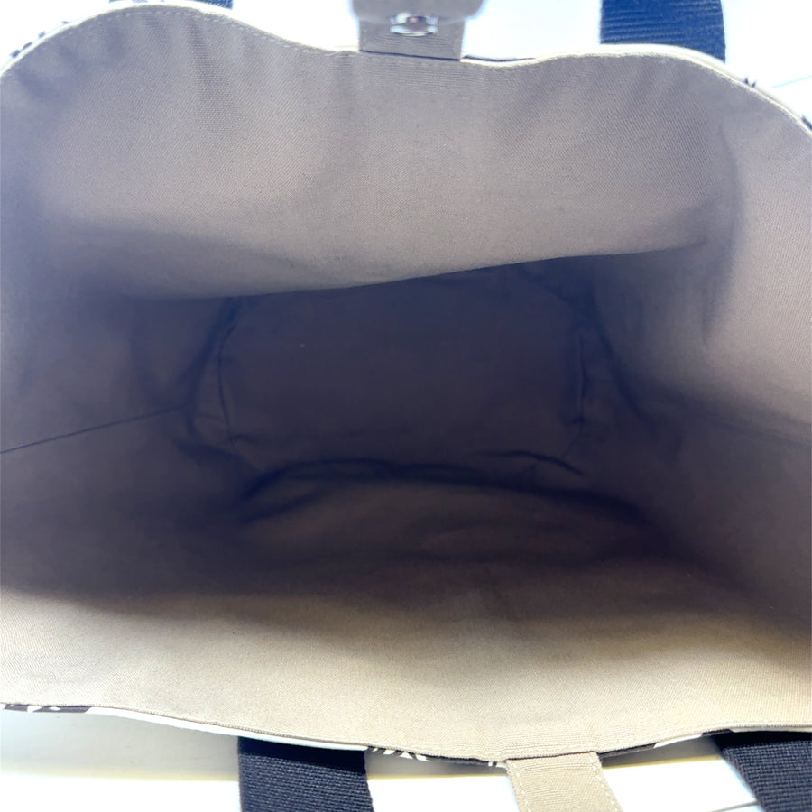 Pre-Owned Canvas Black and White Horse Print Hermes Tote Bag