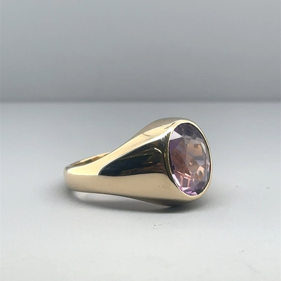 9ct Yellow Gold Purple Tourmaline Ring - Size P