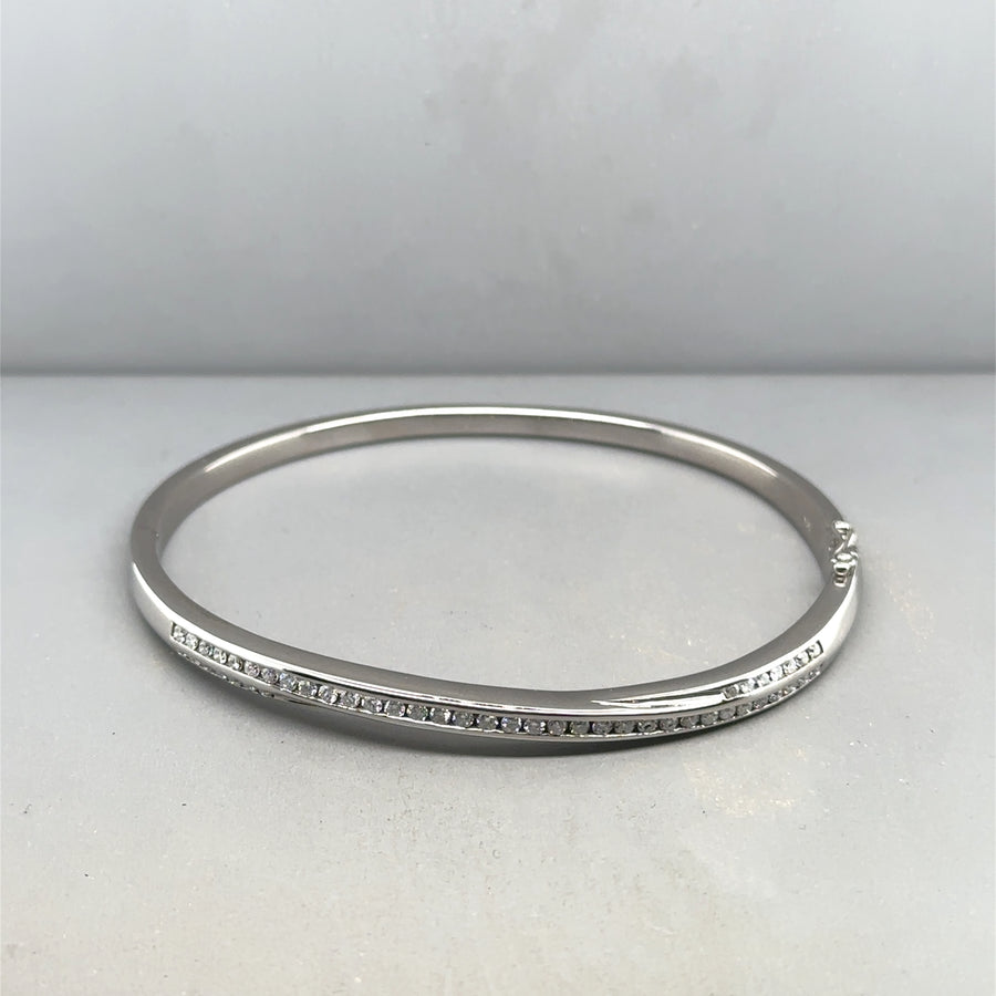 18ct White Gold Diamond Bangle (c. 0.50ct)