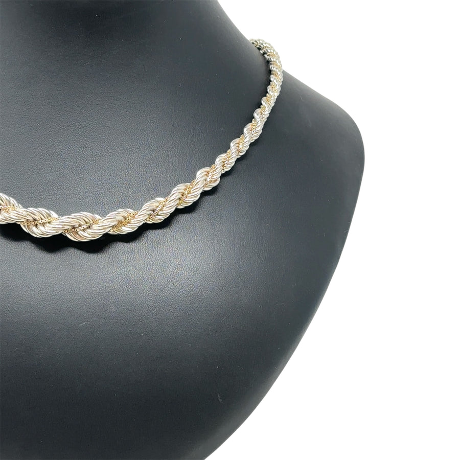 Sterling Silver Bi-Colour Twist Chain (18")