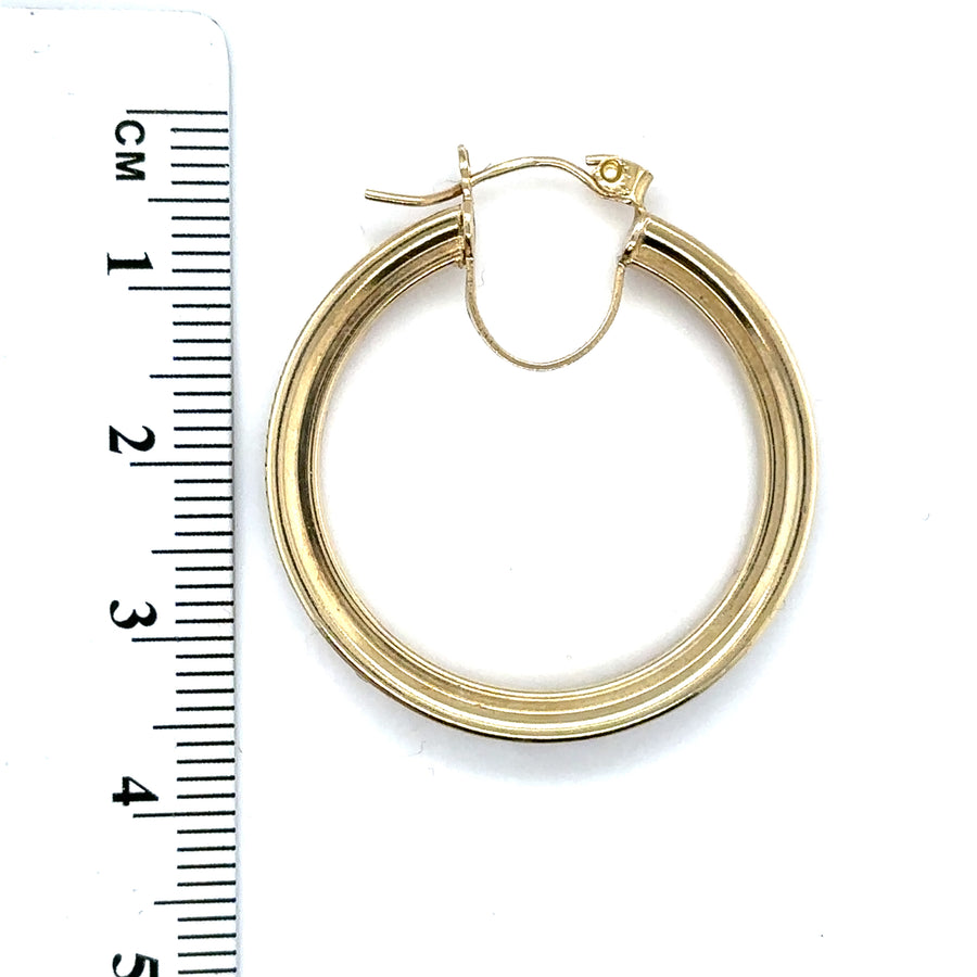 9ct Yellow Gold Cubic Zirconia Hoop Earrings