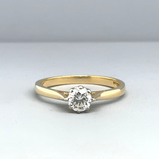 18ct Yellow Gold Single Stone Diamond Ring (c. 0.45 - 0.50ct) - Size P