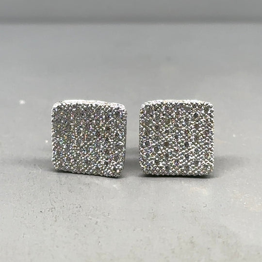 18ct White Gold Diamond Square Earrings (c. 0.78ct)
