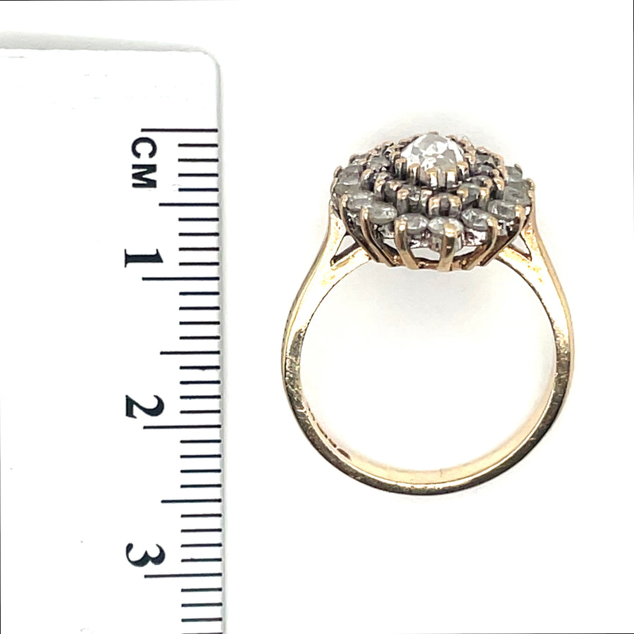 9ct Yellow Gold Cubic Zirconia Cluster Ring - Size M