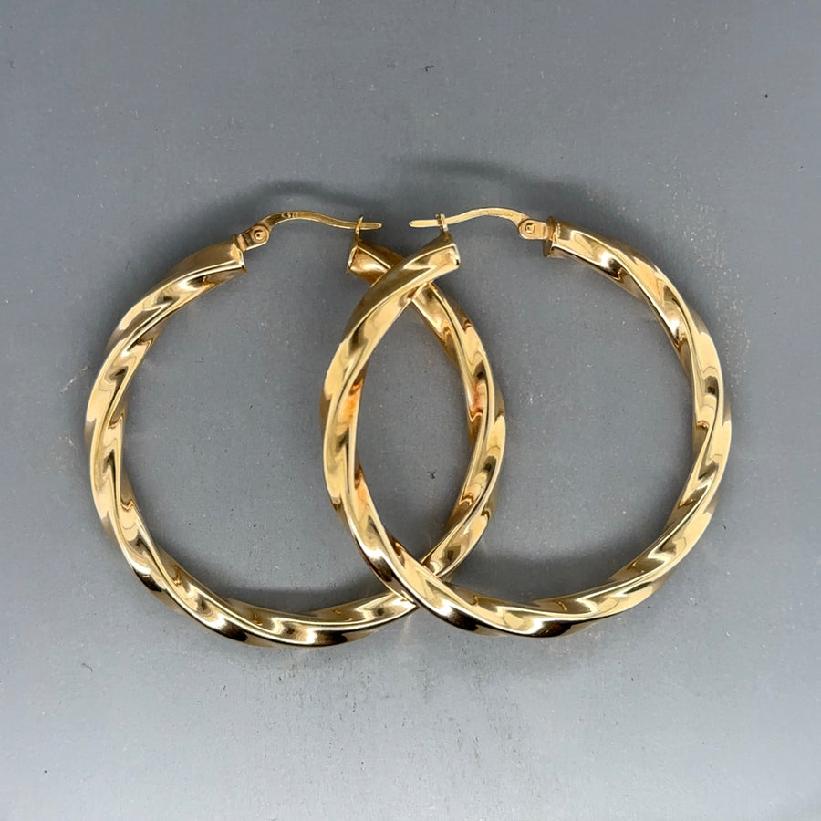 9ct Yellow Gold Twist Hoop Earrings