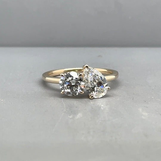9ct Yellow Gold Two Stone Lab Grown Diamond Ring (c. 2.00ct) - Size L - NEW!
