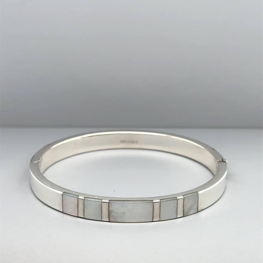 Sterling Silver Synthetic Stone Set Bangle