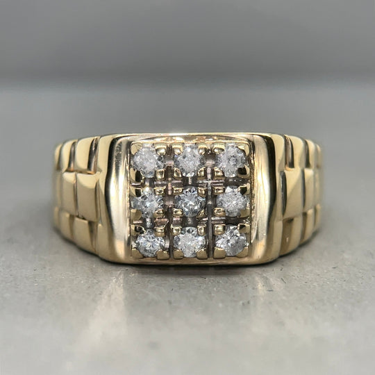 9ct Yellow Gold Cubic Zirconia Set Signet Ring - Size S