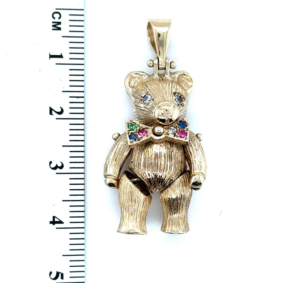 9ct Yellow Gold Cubic Zirconia Bear Pendant