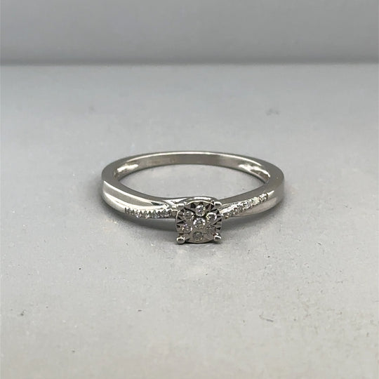 9ct White Gold Diamond Ring (c. 0.10 - 0.15ct) - Size Q
