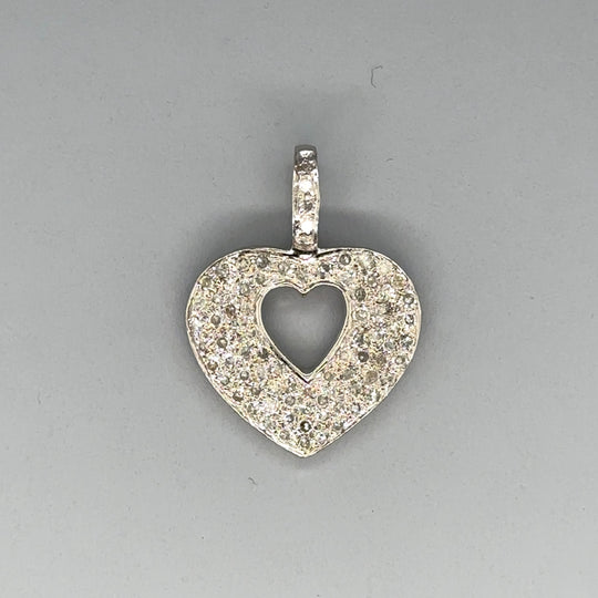9ct White Gold Diamond Heart Pendant (c. 0.75 - 0.80ct)