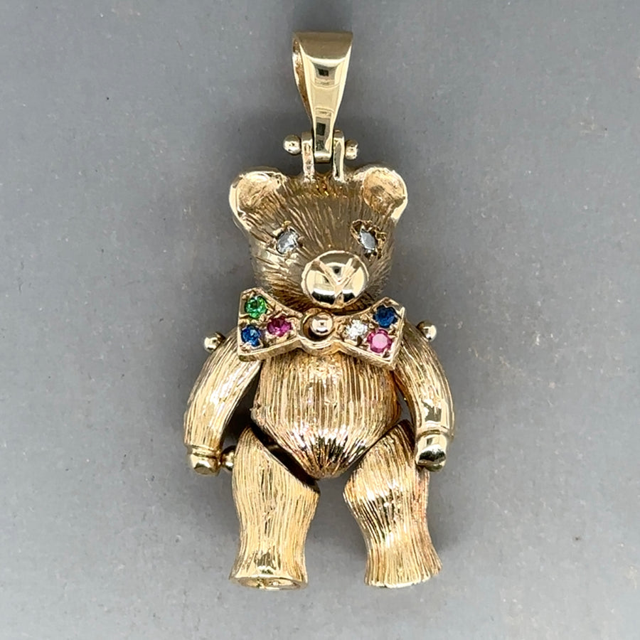 9ct Yellow Gold Cubic Zirconia Bear Pendant