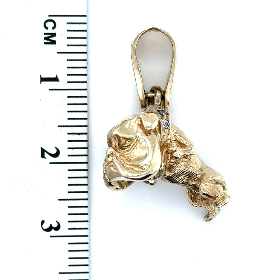9ct Yellow Gold Bulldog Pendant