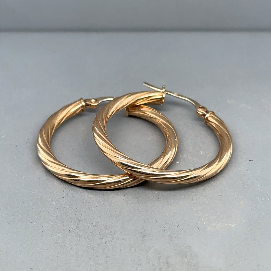 9ct Yellow Gold Twist Hoop Earrings