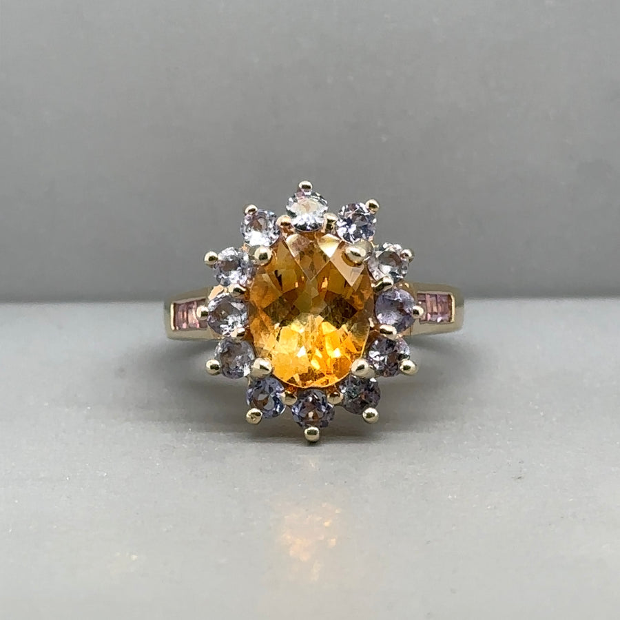 9ct Yellow Gold Multi-Gem Ring - Size N