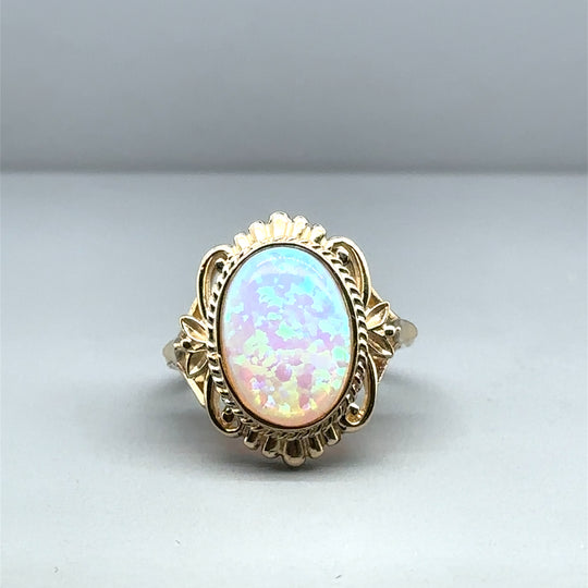 9ct Yellow Gold Opalite Ring - Size O