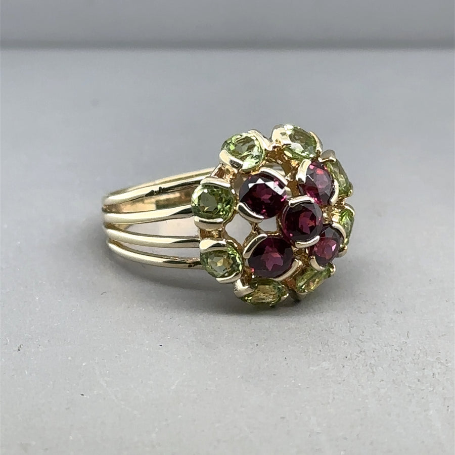 9ct Yellow Gold Multicolour Tourmaline Ring - Size P