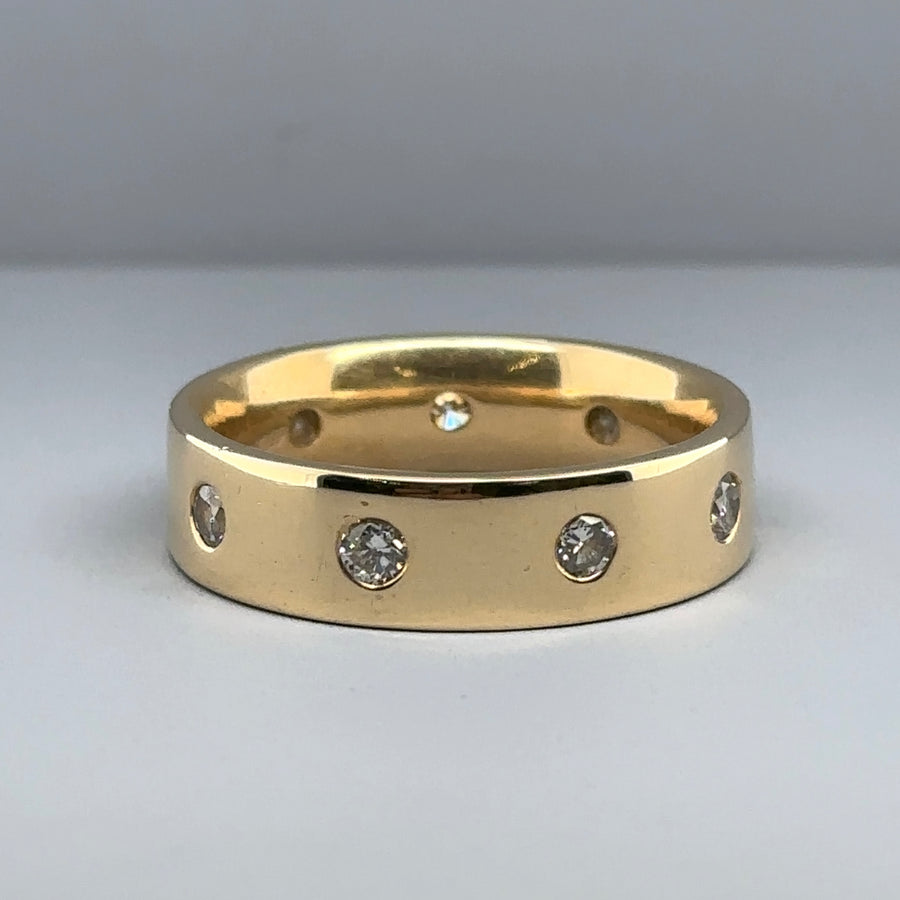 18ct Yellow Gold Diamond Band Ring (c. 0.60ct) - Size S