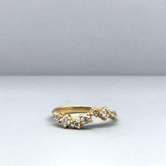18ct Yellow Gold Fancy Swirl Diamond Ring (c. 0.32ct) - Size F 1/2