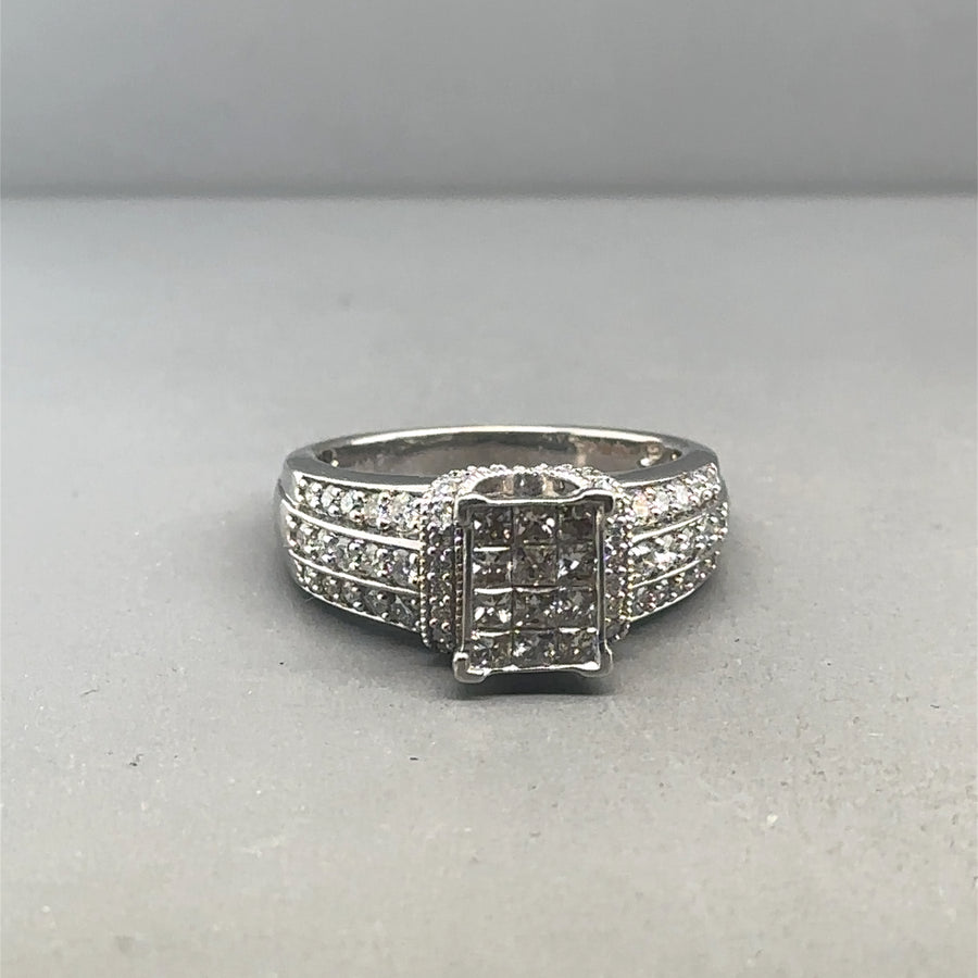 18ct White Gold Diamond Fancy Ring (c. 1.00ct) - Size M 1/2