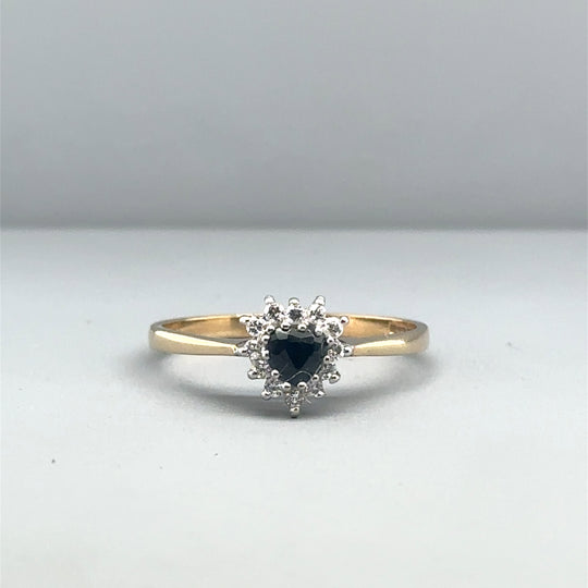 9ct Yellow Gold Cubic Zirconia Heart Ring - Size P 1/2