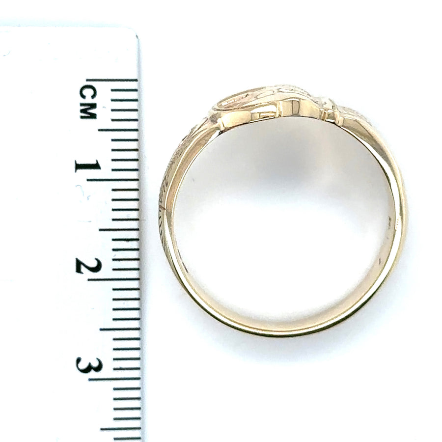 9ct Yellow Gold Buckle Ring - Size Y
