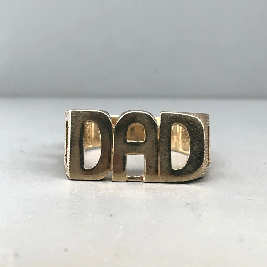 9ct Yellow Gold Dad Ring - Size S 1/2