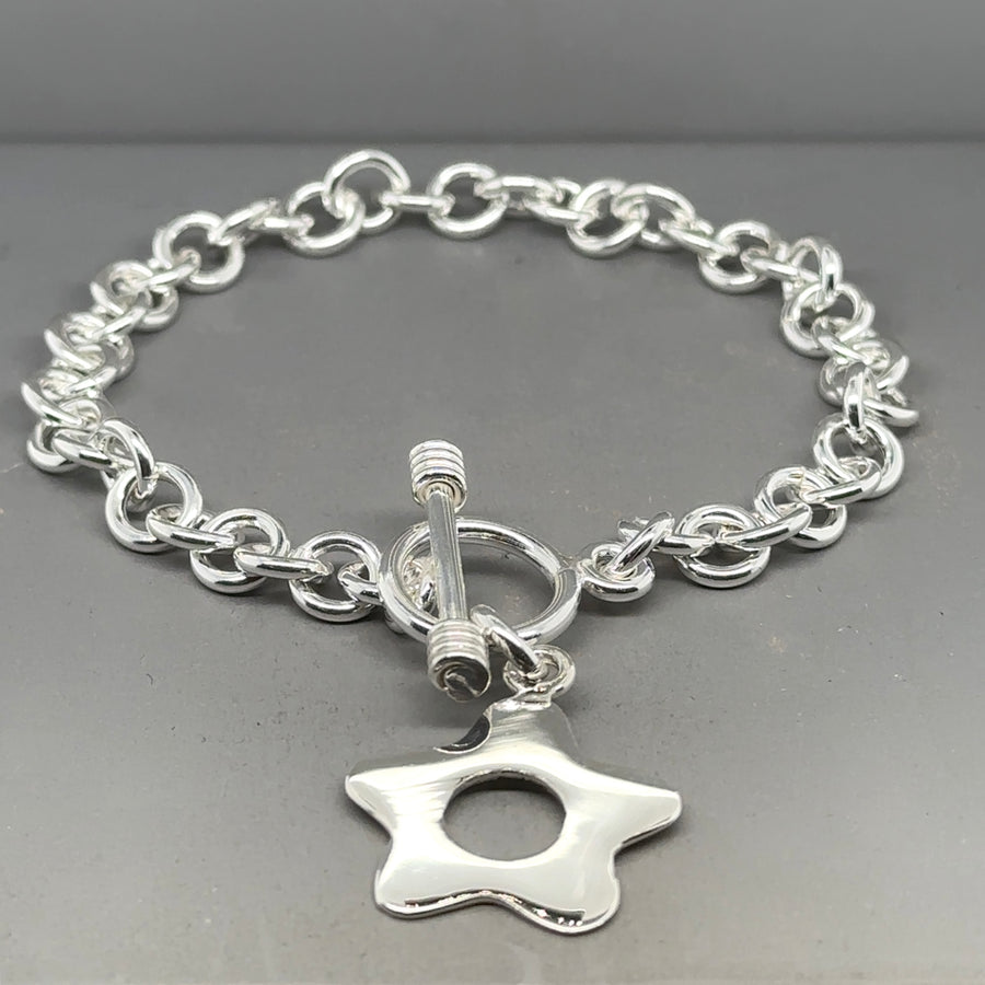 Sterling Silver Flower T-Bar Bracelet NEW!