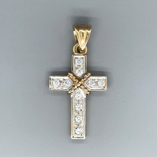 9ct Yellow Gold Cubic Zirconia Cross Pendant