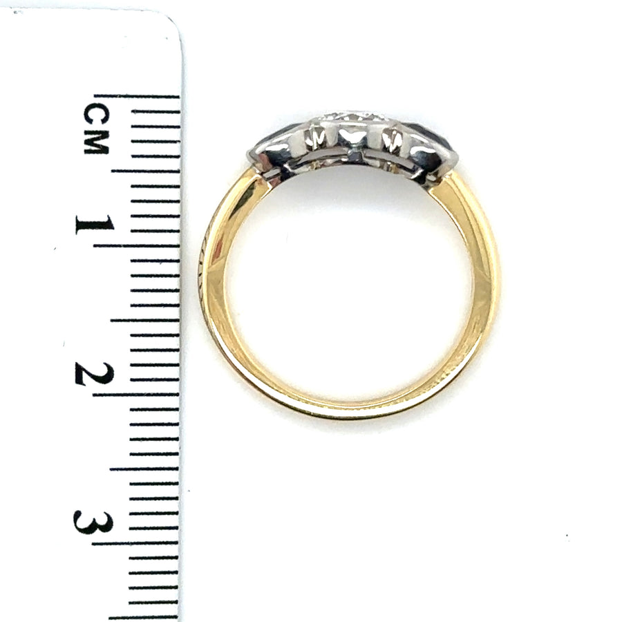18ct Yellow Gold Diamond and Sapphire Ring (c. 0.50ct) - Size K