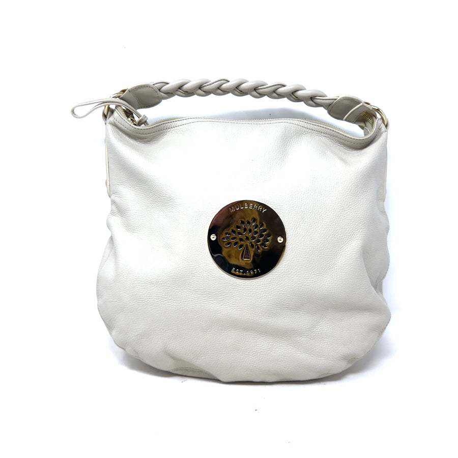 Pre-Owned Cream leather Mulberry Hobo Plaited Shoulder Bag