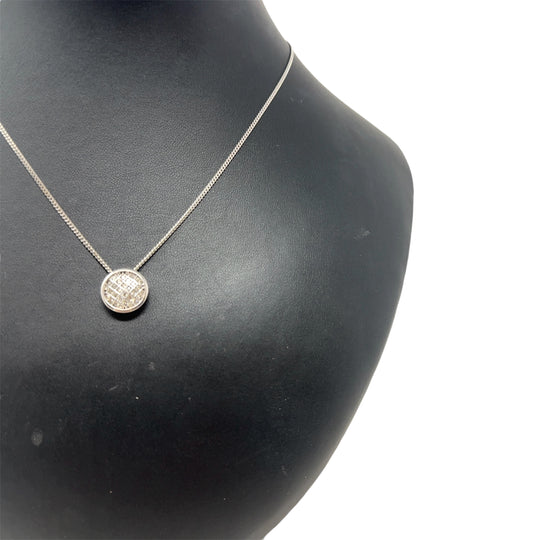 9ct White Gold Diamond Pendant and Chain (C. 0.30 - 0.35ct) (16'')