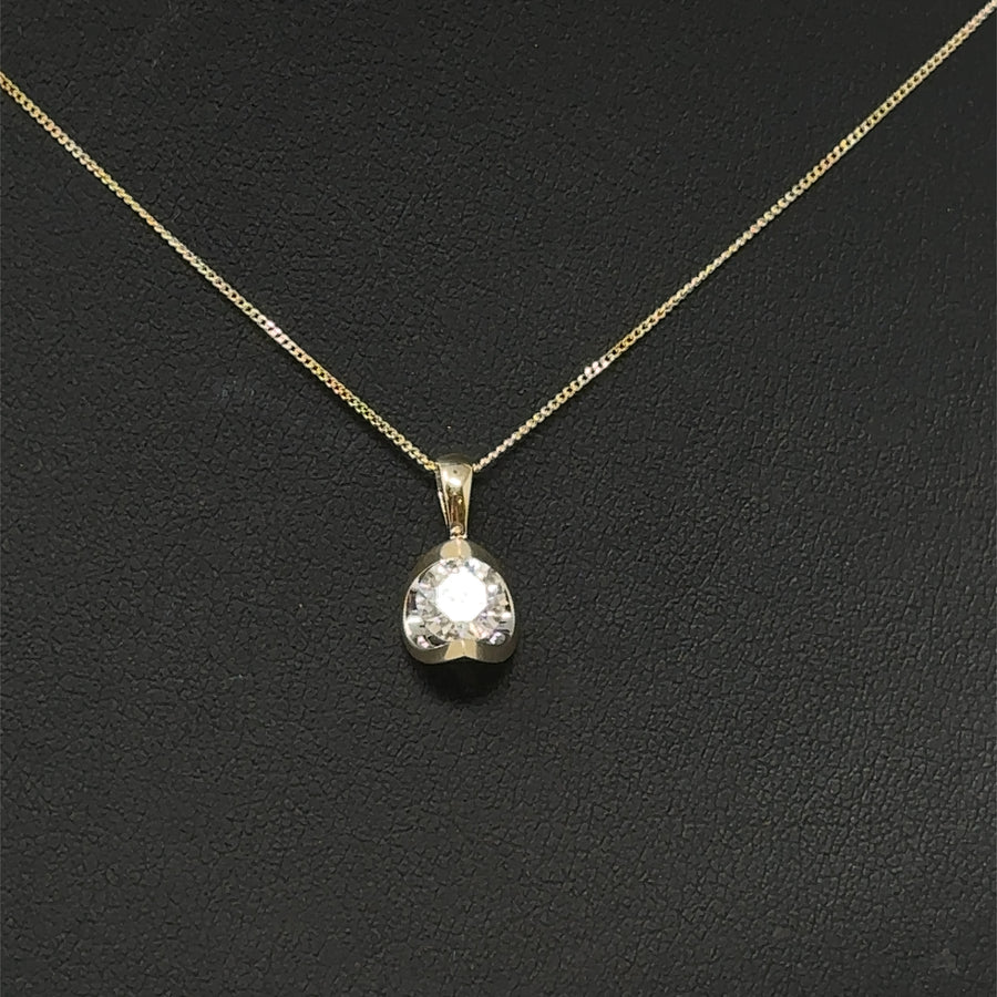 9ct Yellow Gold Single Stone Lab Grown Diamond Pendant and Fine Chain (c. 0.50ct) (18") NEW!