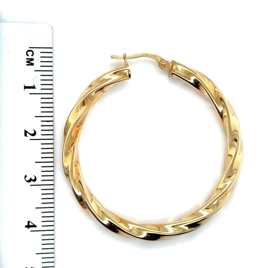 9ct Yellow Gold Twist Hoop Earrings