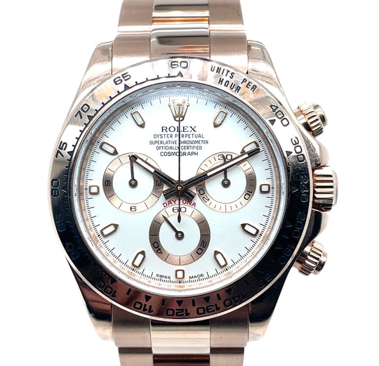 Pre-Owned 18ct Rose Gold Ivory Dial Daytona Rolex (Gents)