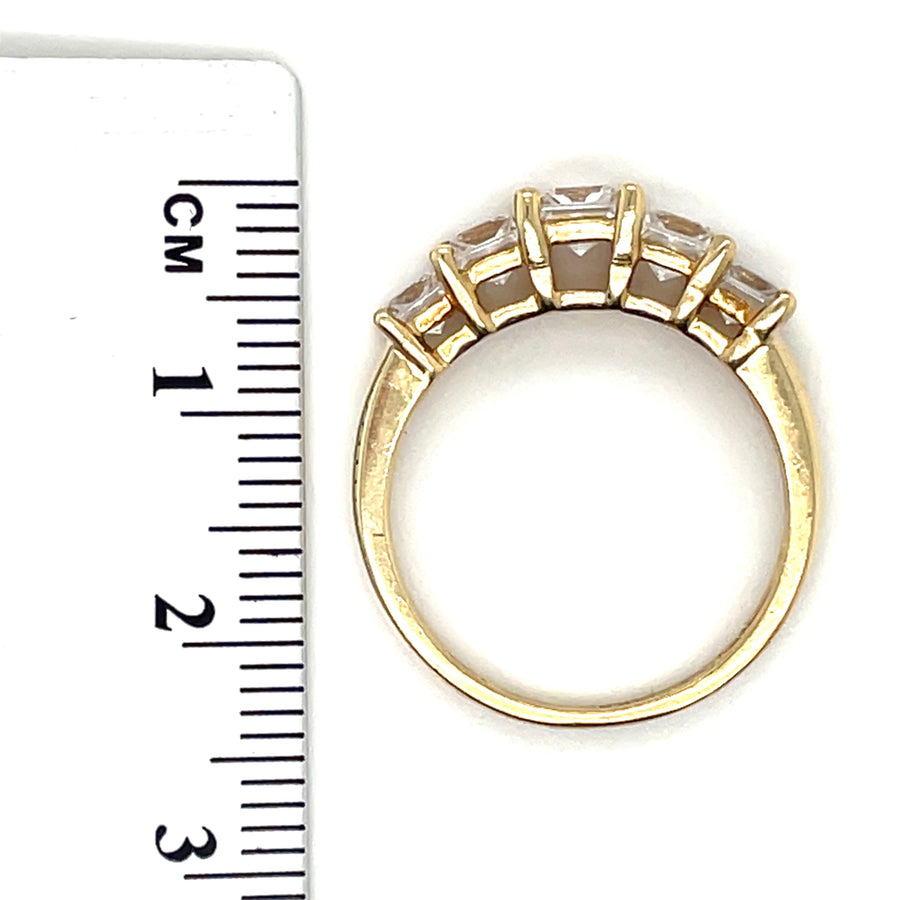 14ct Yellow Gold Cubic Zirconia Set Ring - Size M 1/2