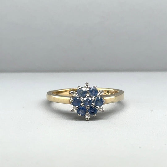 9ct Yellow Gold Topaz and Diamond Ring - Size N